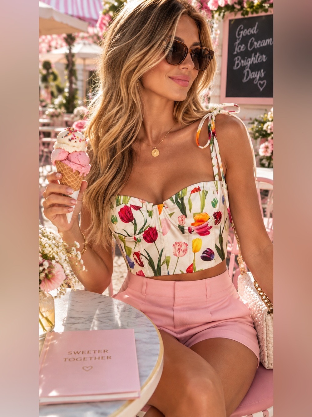 Alice+Olivia Abia Bustier Top in Kiss My Tulips Size 4